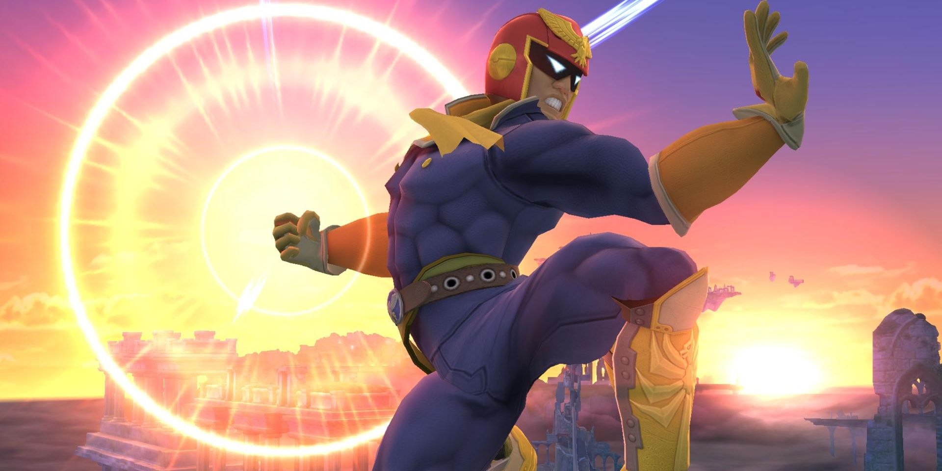 Captain Falcon in Super Smash Bros. doing the iconic Falcon Punch