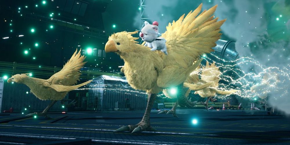 moogle riding a chocobo in FF7 Remake