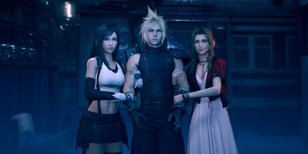 Final Fantasy 7 Remake Cloud embraced by Tifa and Aerith