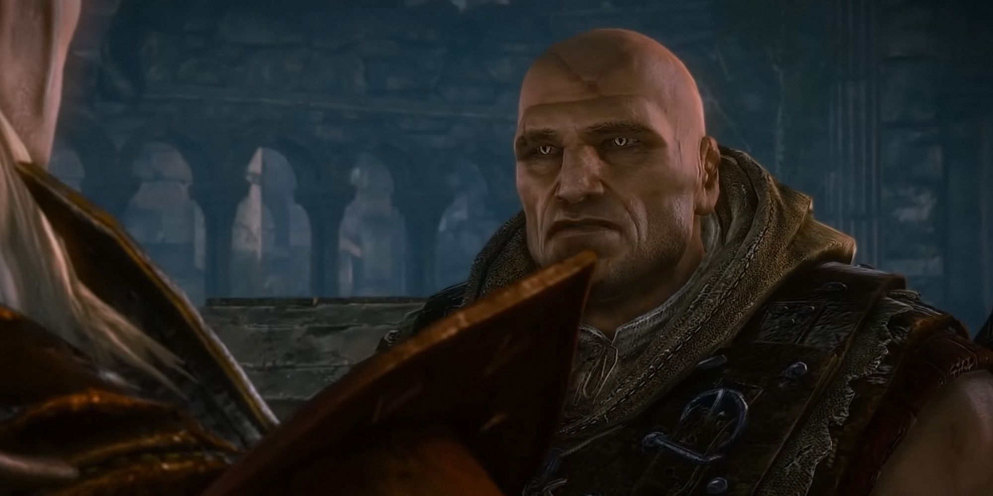 The Witcher 2 Letho talking to Geralt.