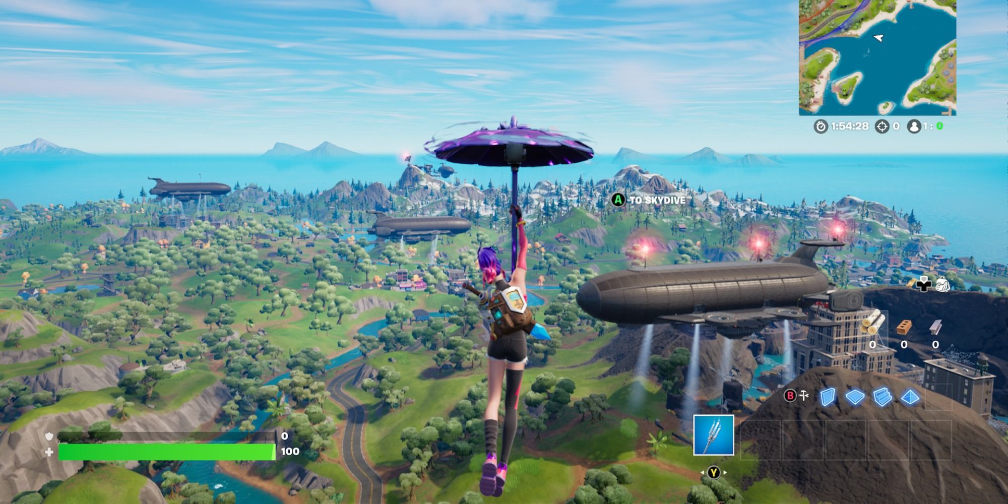 floating down to the fortnite island near zeppelins