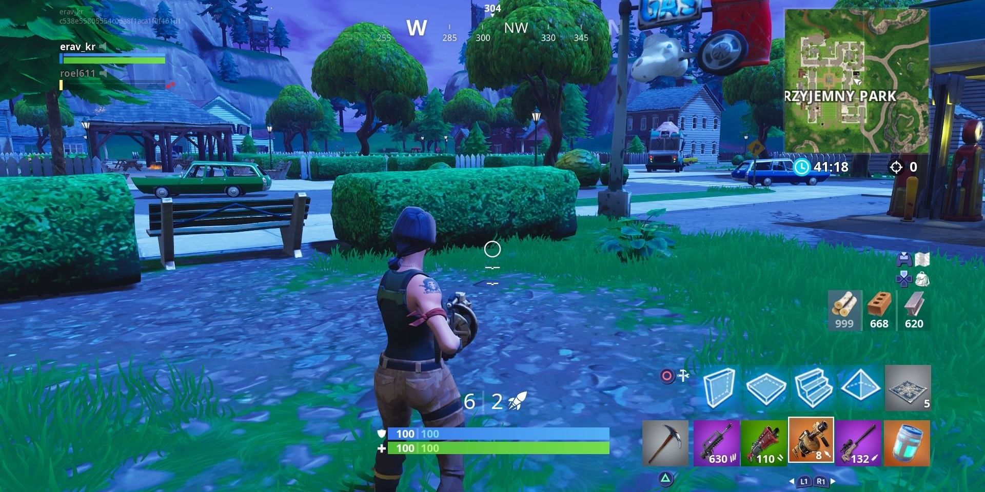 A screenshot showing gameplay in Fortnite