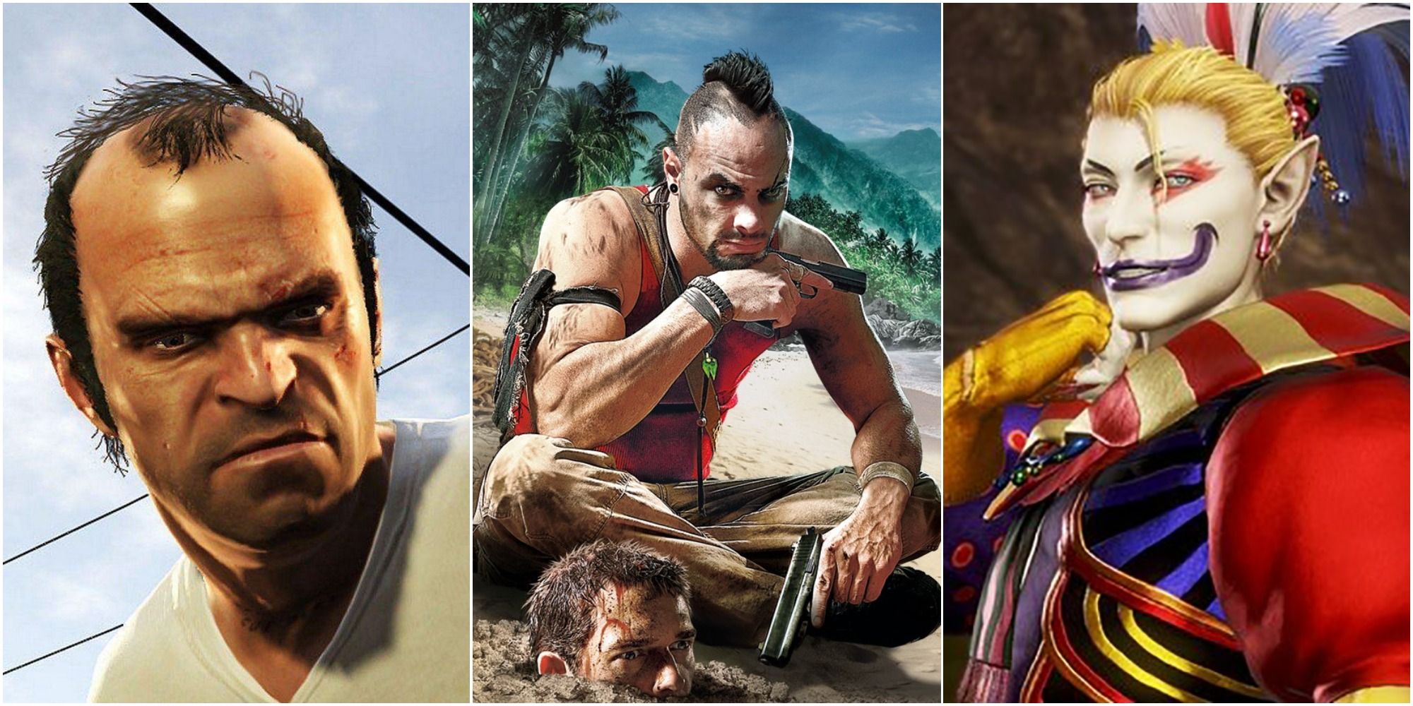 Characters You Wouldn't Invite Over Featured - Trevor Philips, Kefka, Vaas Montenegro