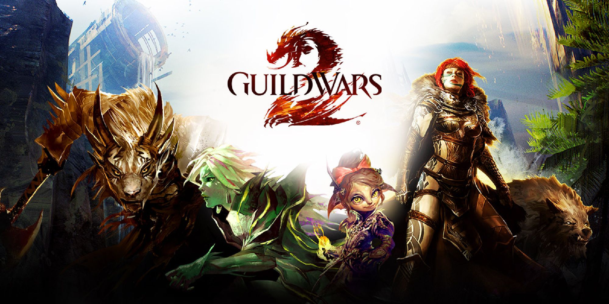 official art from gw2 with four race leaders