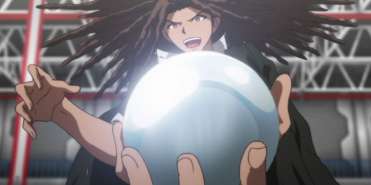 Yasuhiro Hagakure holding a crystal ball in Danganronpa The Animation