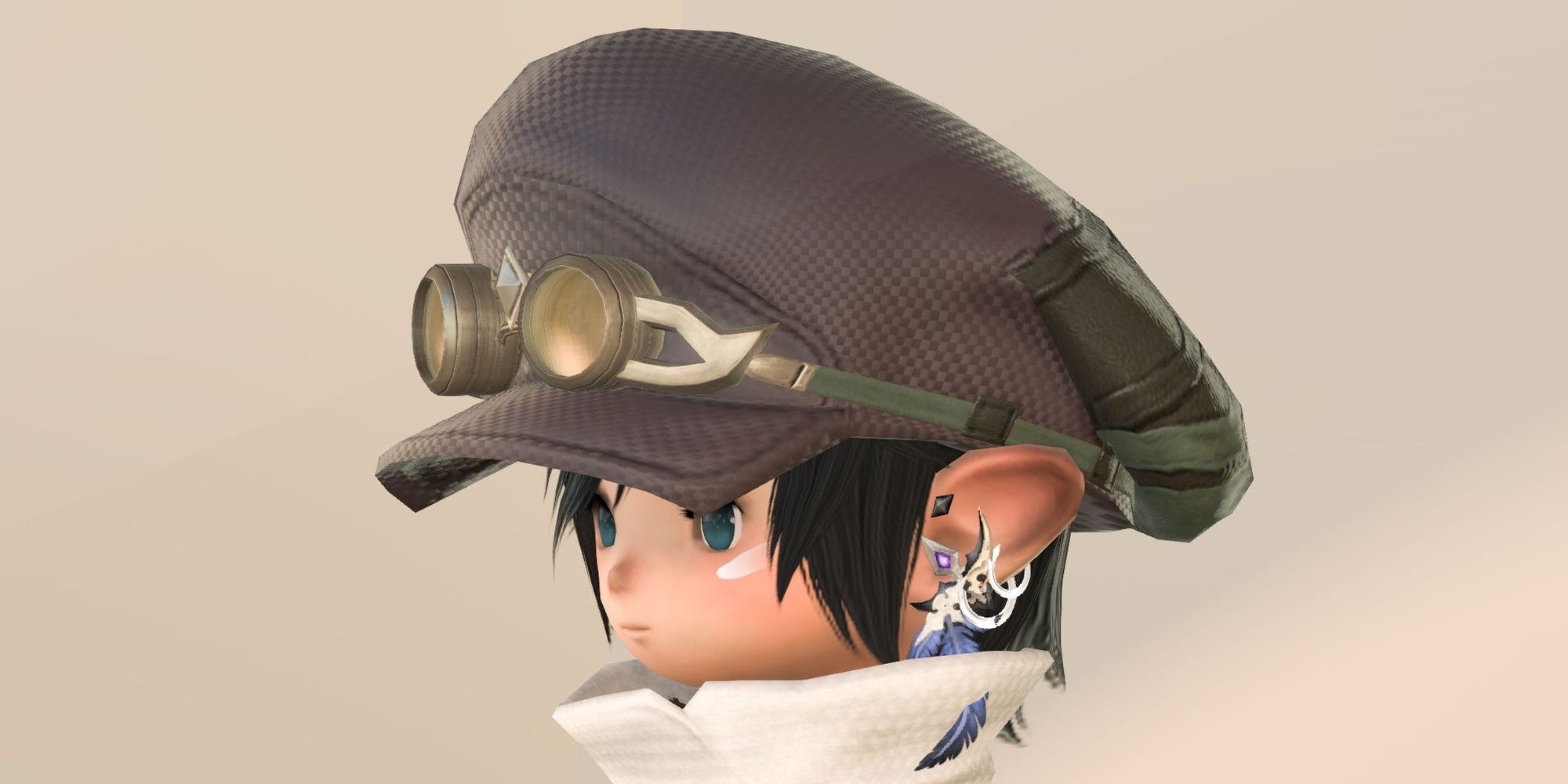 Final Fantasy 14 Lalafel In Steampunk Hat With Goggles Close Up