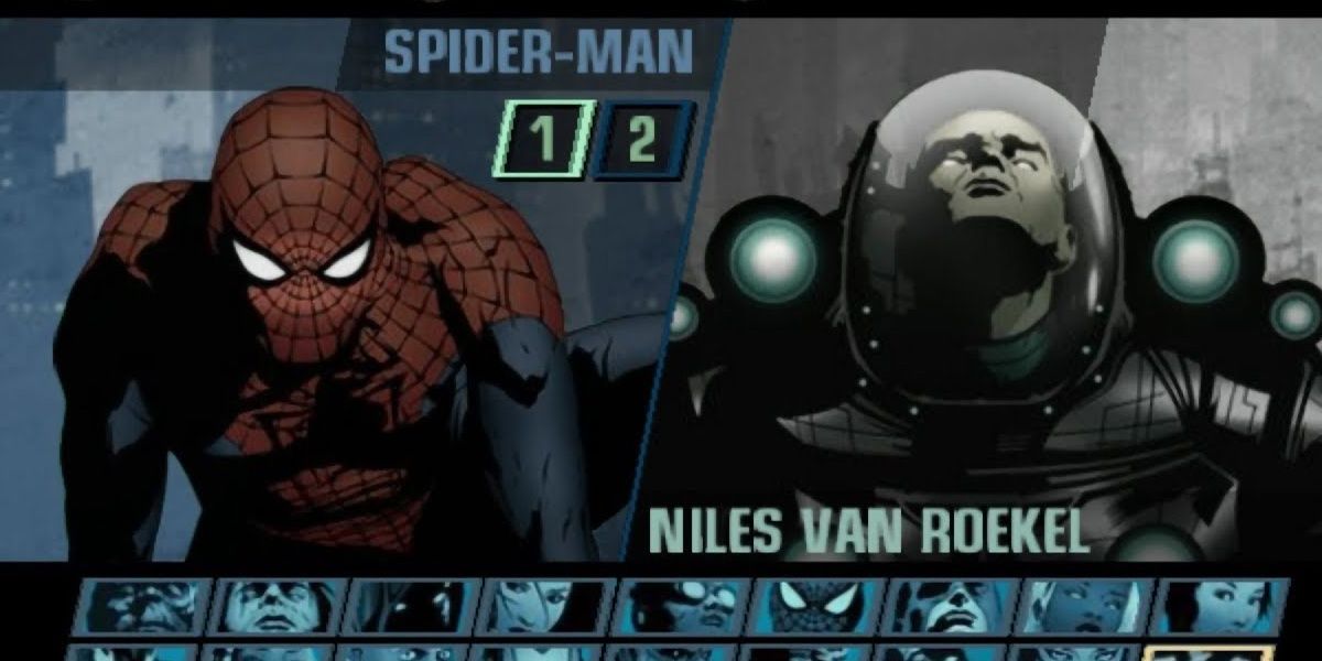 One player selects Spider-Man and another selects Niles Van Rokel