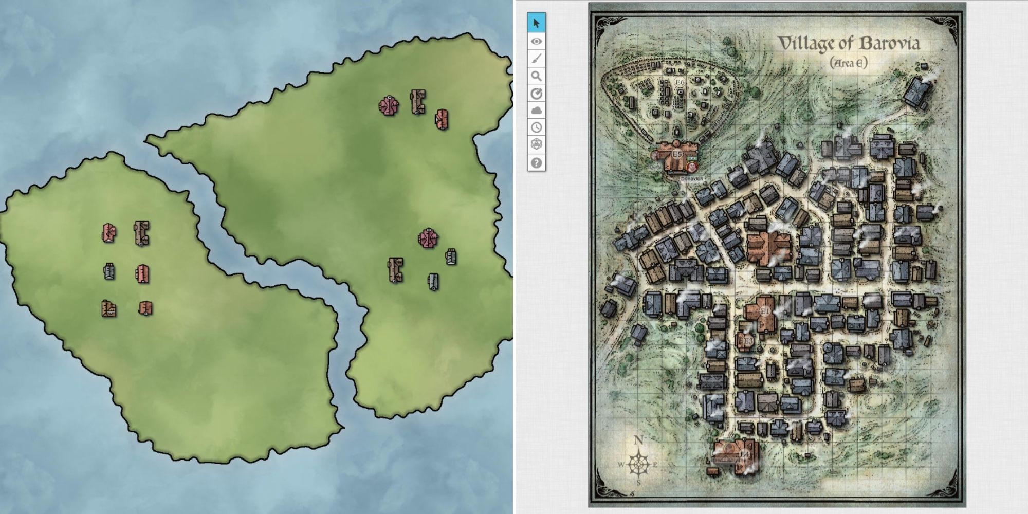 inkarnate map example - Roll 20 map example in Barovia Village 