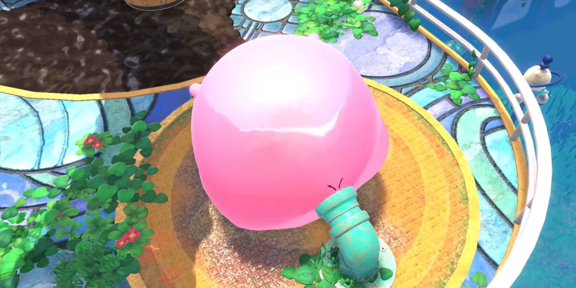 kirby filled with water