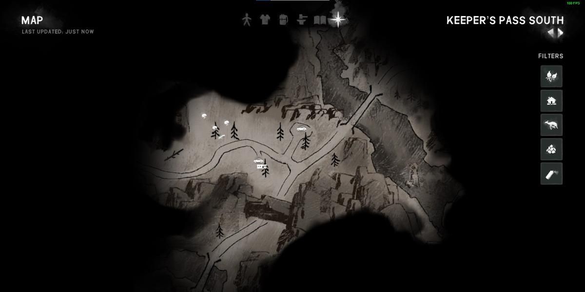 The Long Dark Charcoal Drawn Map Keeper's Pass South Access