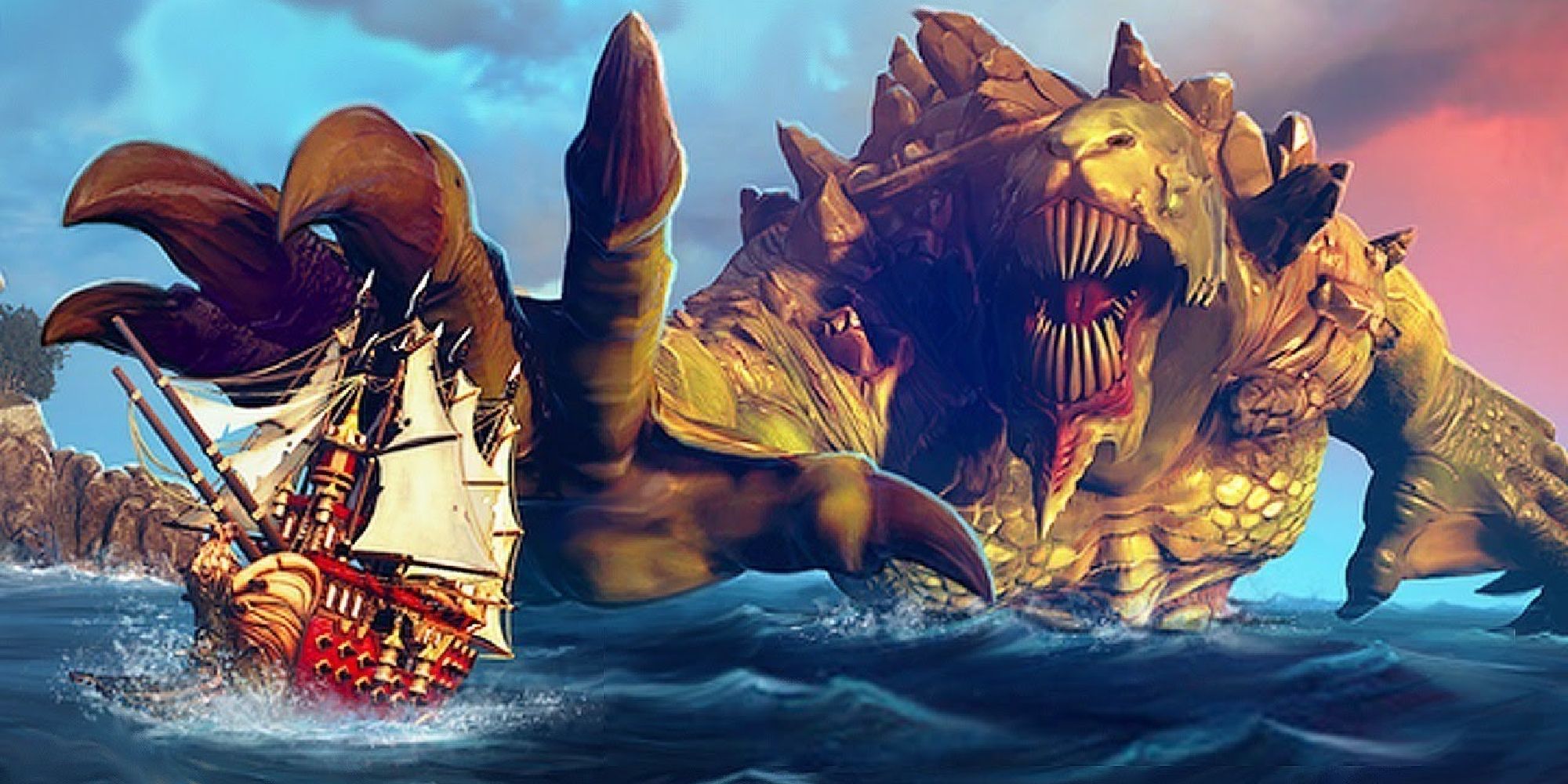 A deep-sea beast reaches to crush a pirate ship in Maelstrom