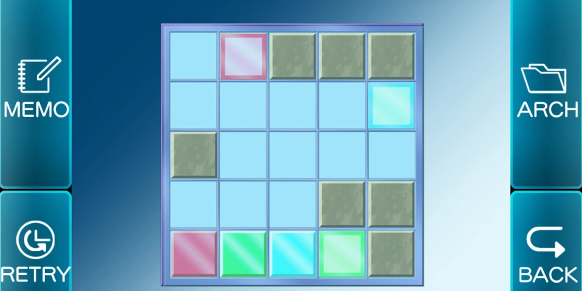 colored blocks on a grid that need to be moved into the correct spots
