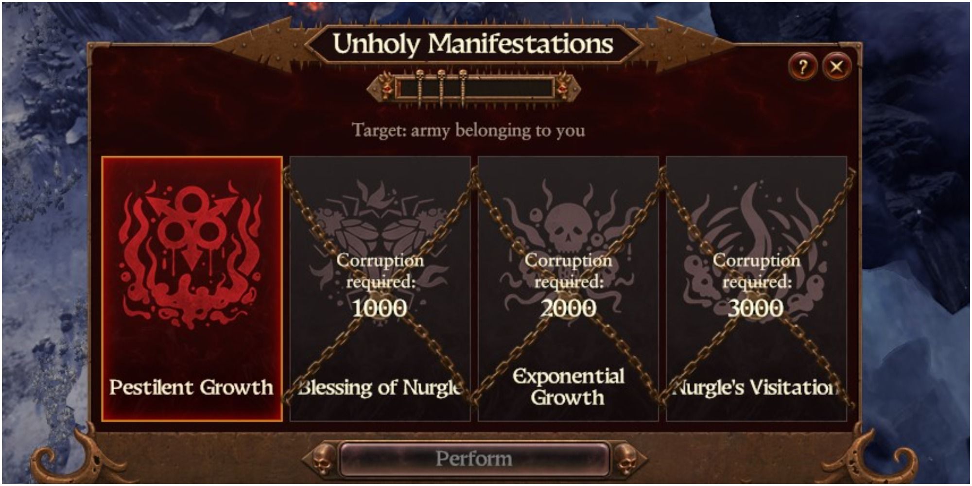 Unholy Manifestations Of Nurgle Panel In Total War Warhammer 3