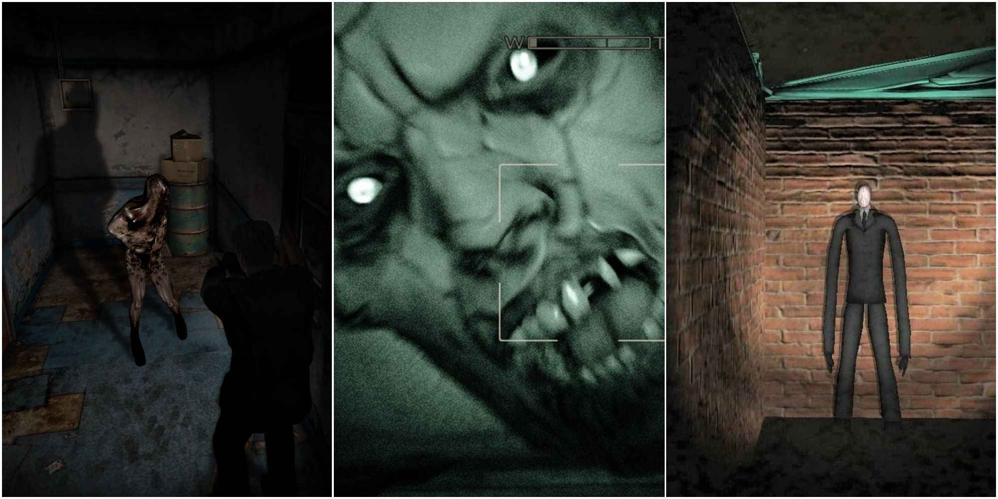 Silent Hill 2, Outlast, and Slender: The Eight Pages in a Split Feature Image For Scariest Flashlight-Wielding Games Article