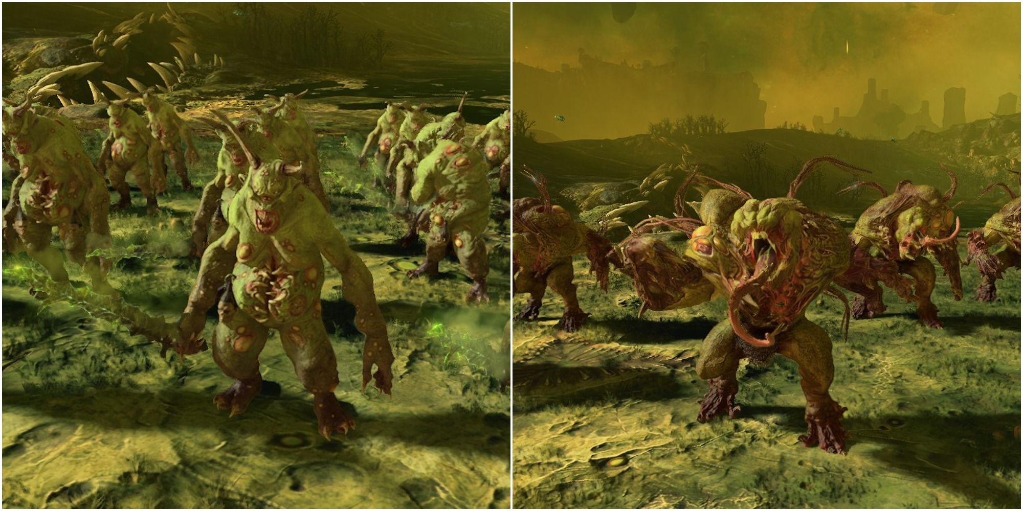 Exalted Plaguebearers Of Nurgle Spawn Of Nurgle On The Battlefield Total War Warhammer 3