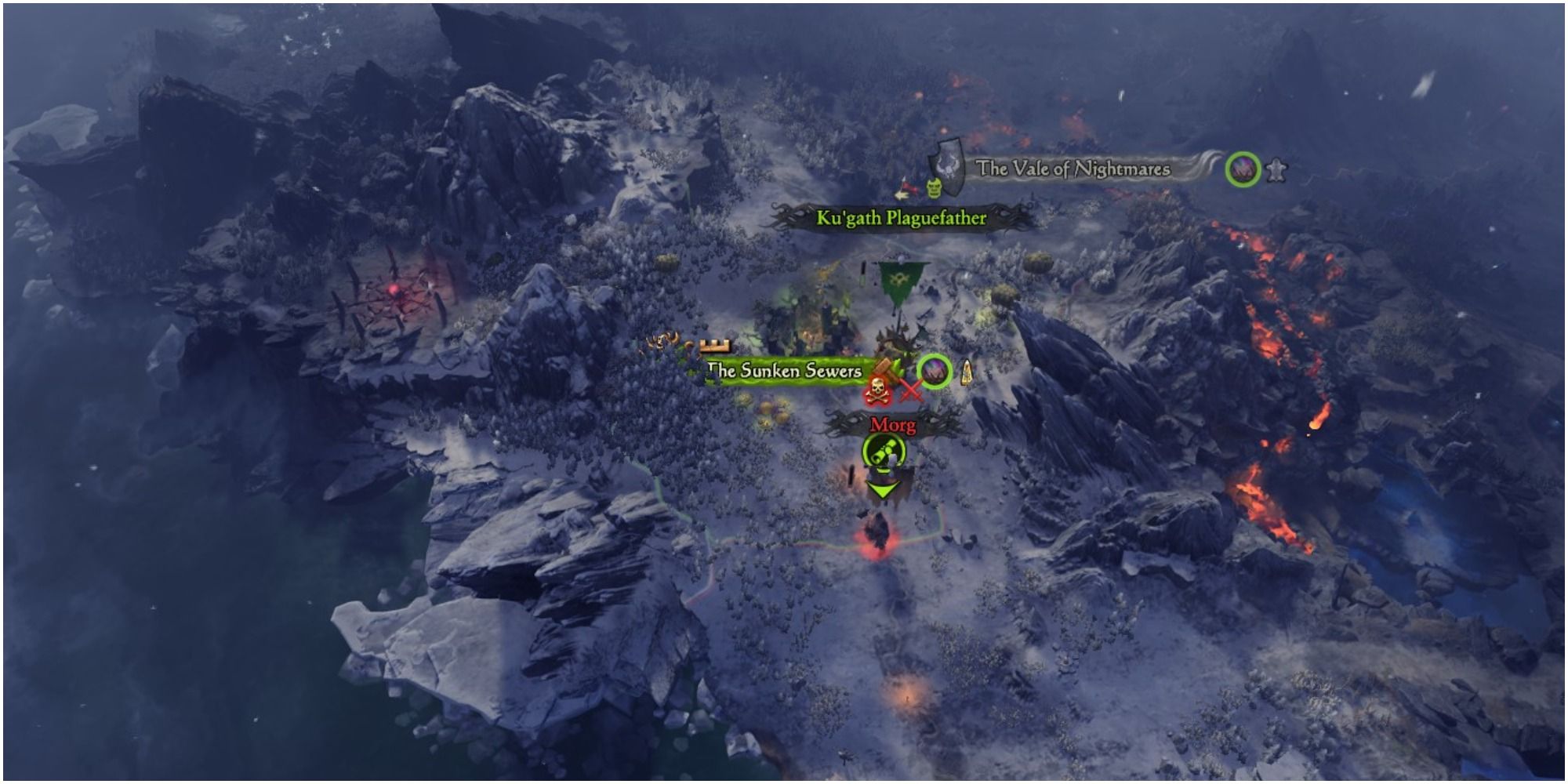 Ku'gath Plaguefather Campaign Start Position On Map In Total War Warhammer 3
