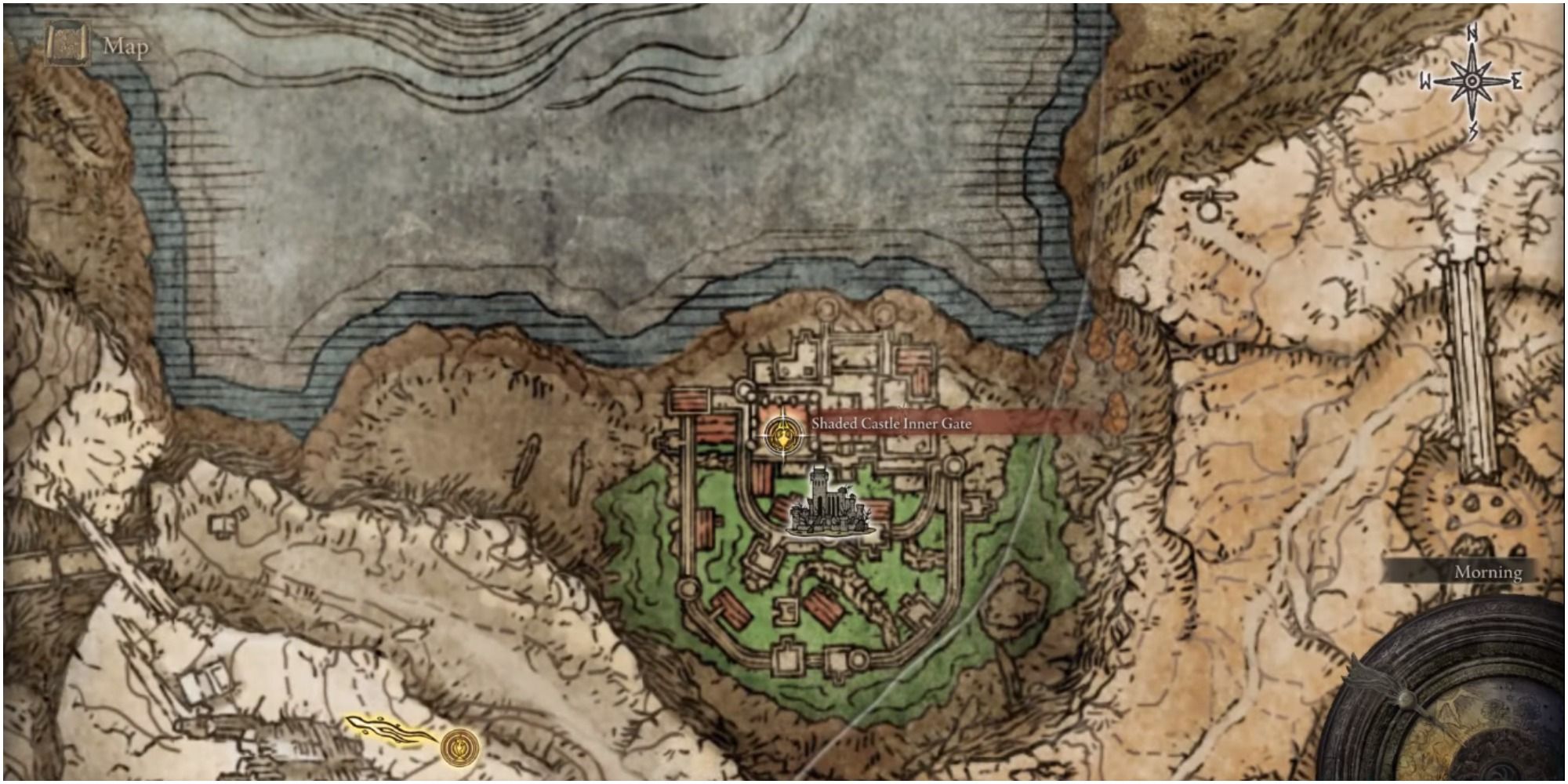 The map showing The Shaded Castle in Atlas Plateau. 