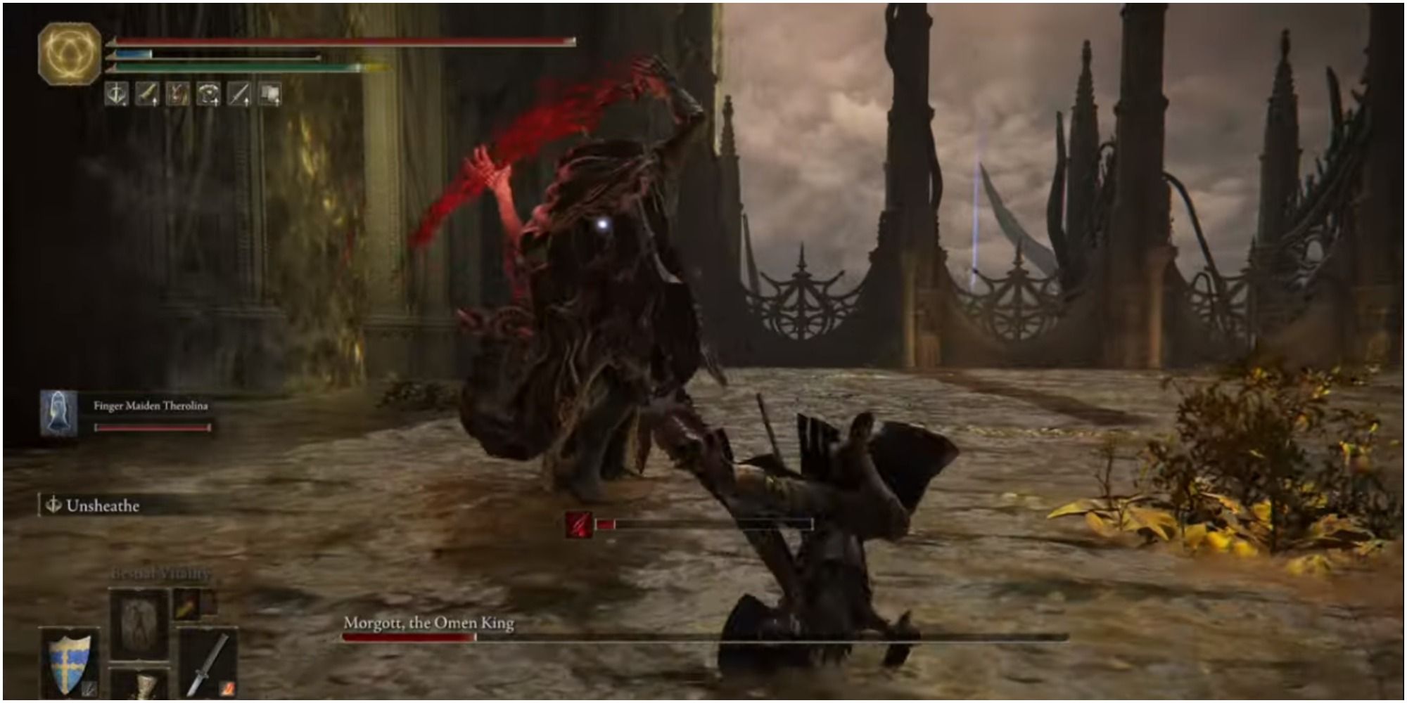 The boss using Blood Slice on the player.