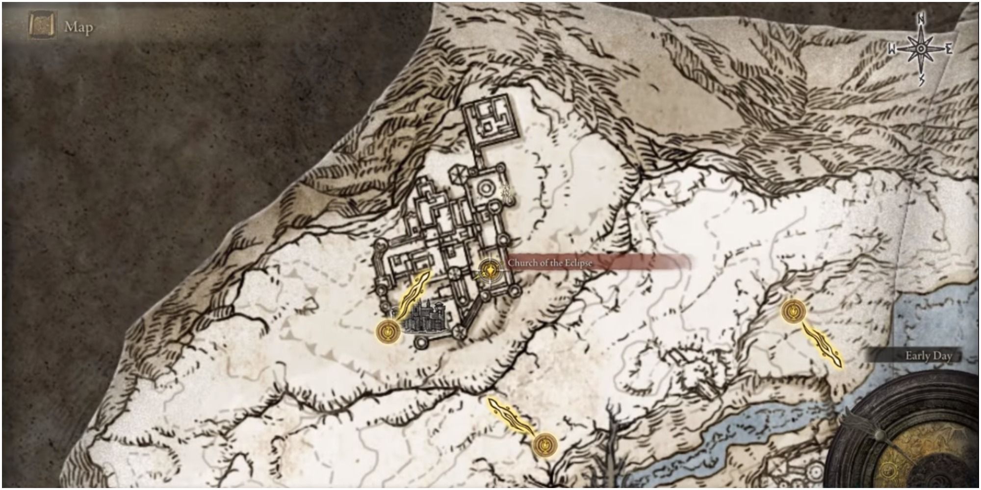 The map showing the location of Castle Sol. 