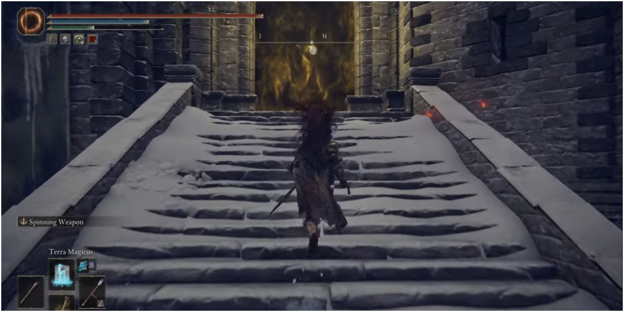 Player running to Commander Niall's boss fight. 