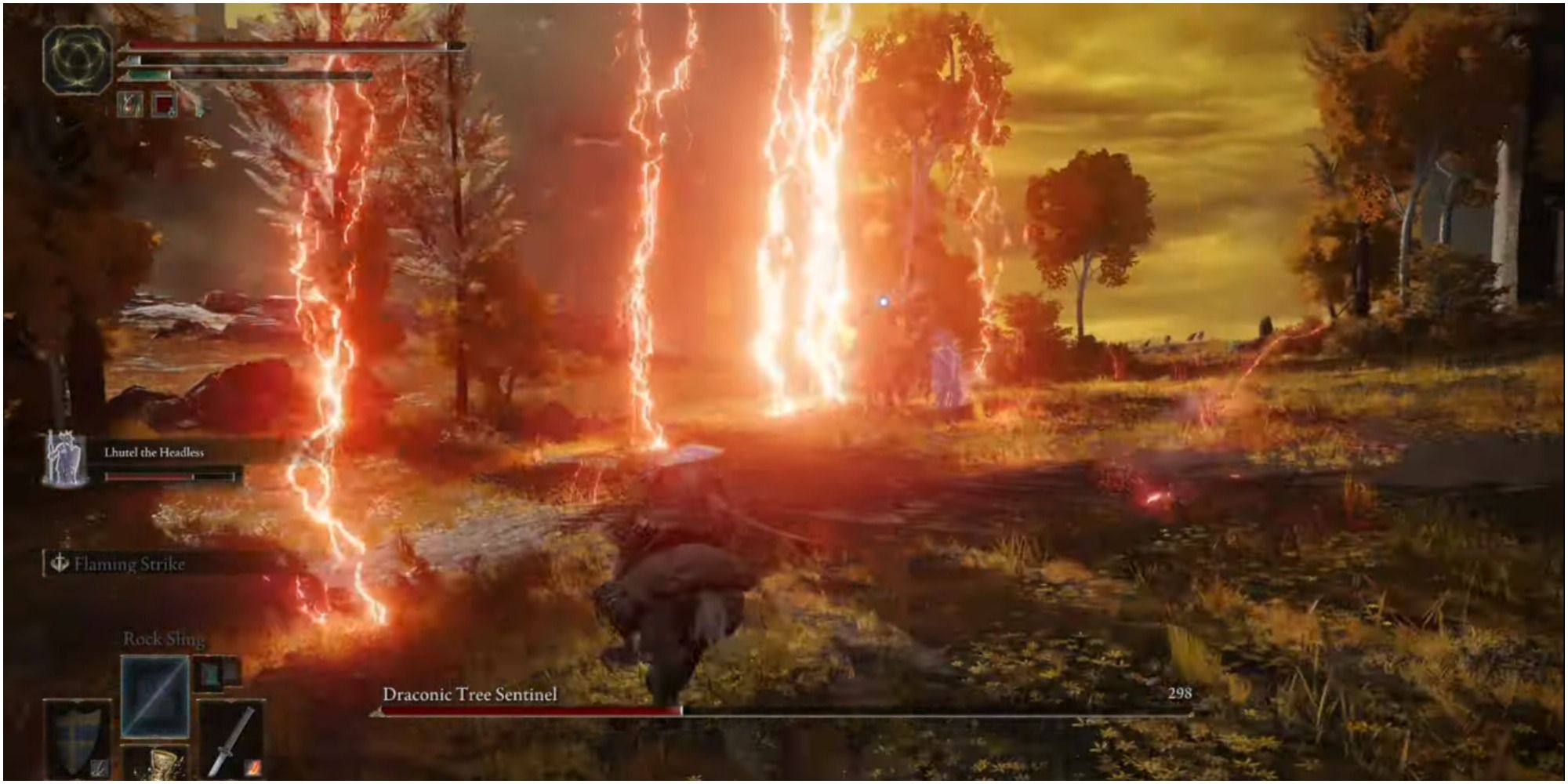 The boss summoning lightning in massive area.