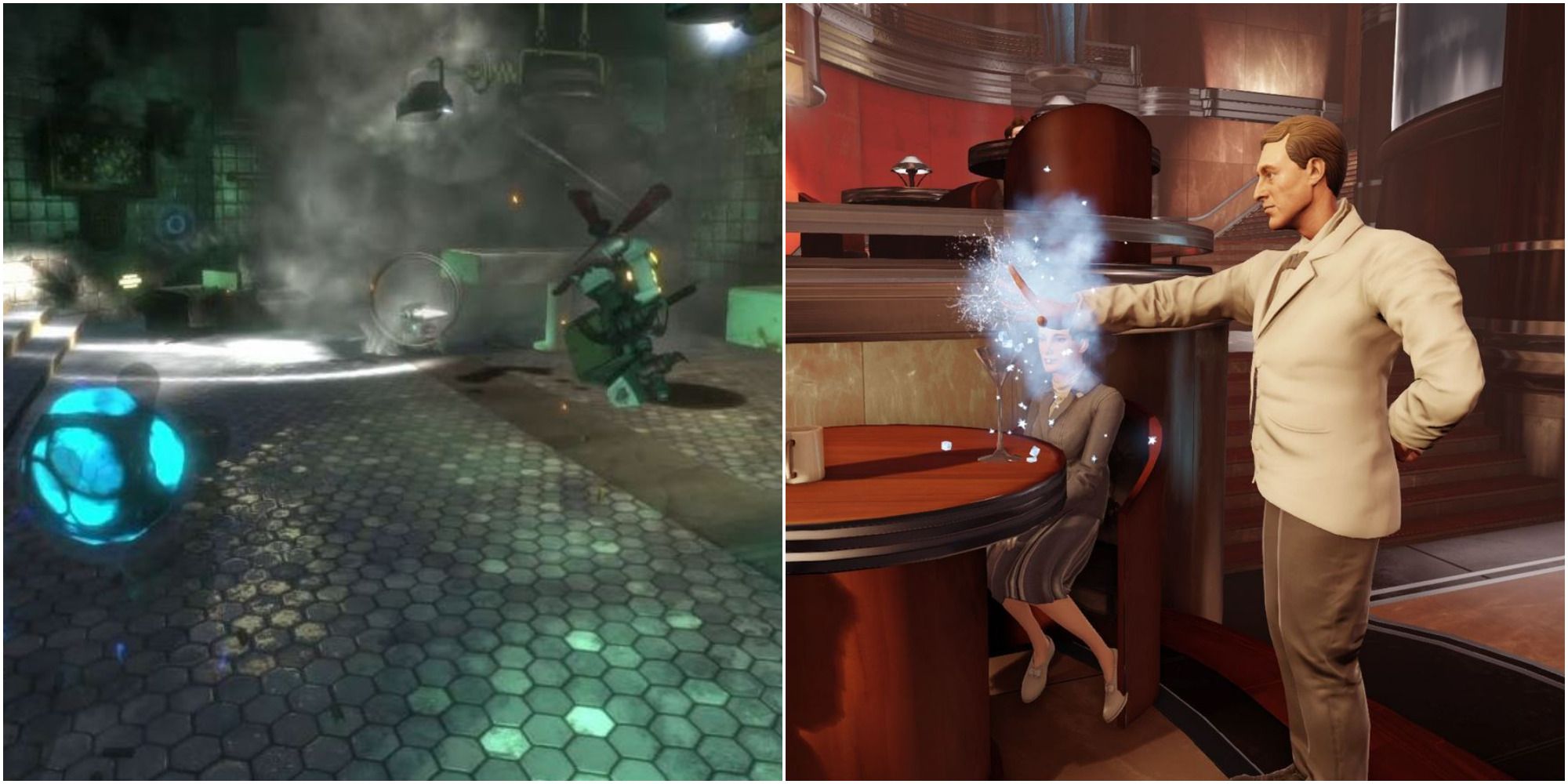 Security Bullseye and Winter Blast being used in BioShock and BioShock Infinite
