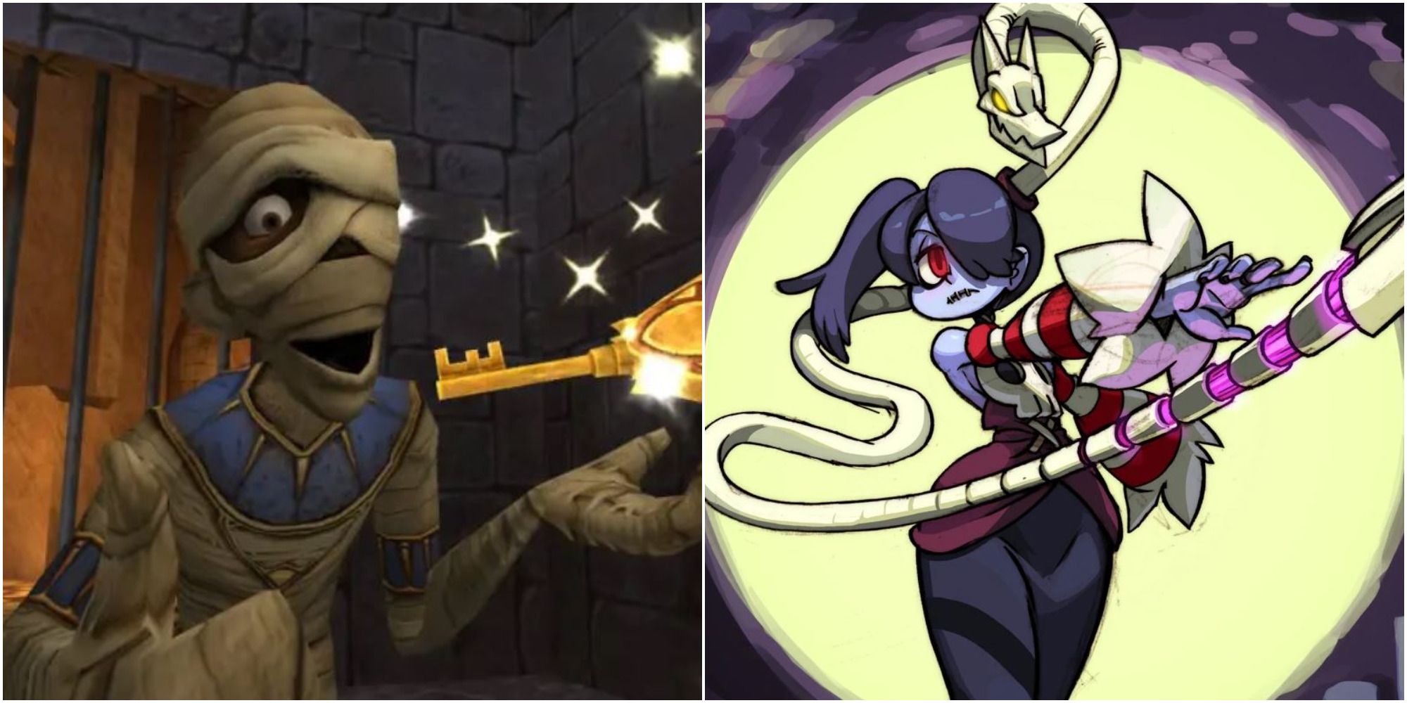 Tut from Sphinx and the Cursed Mummy and Squigly from Skullgirls
