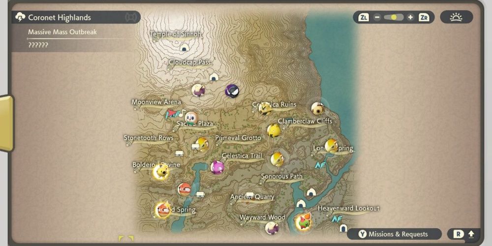 pokemon legends arcues massive mass outbreaks revealed map