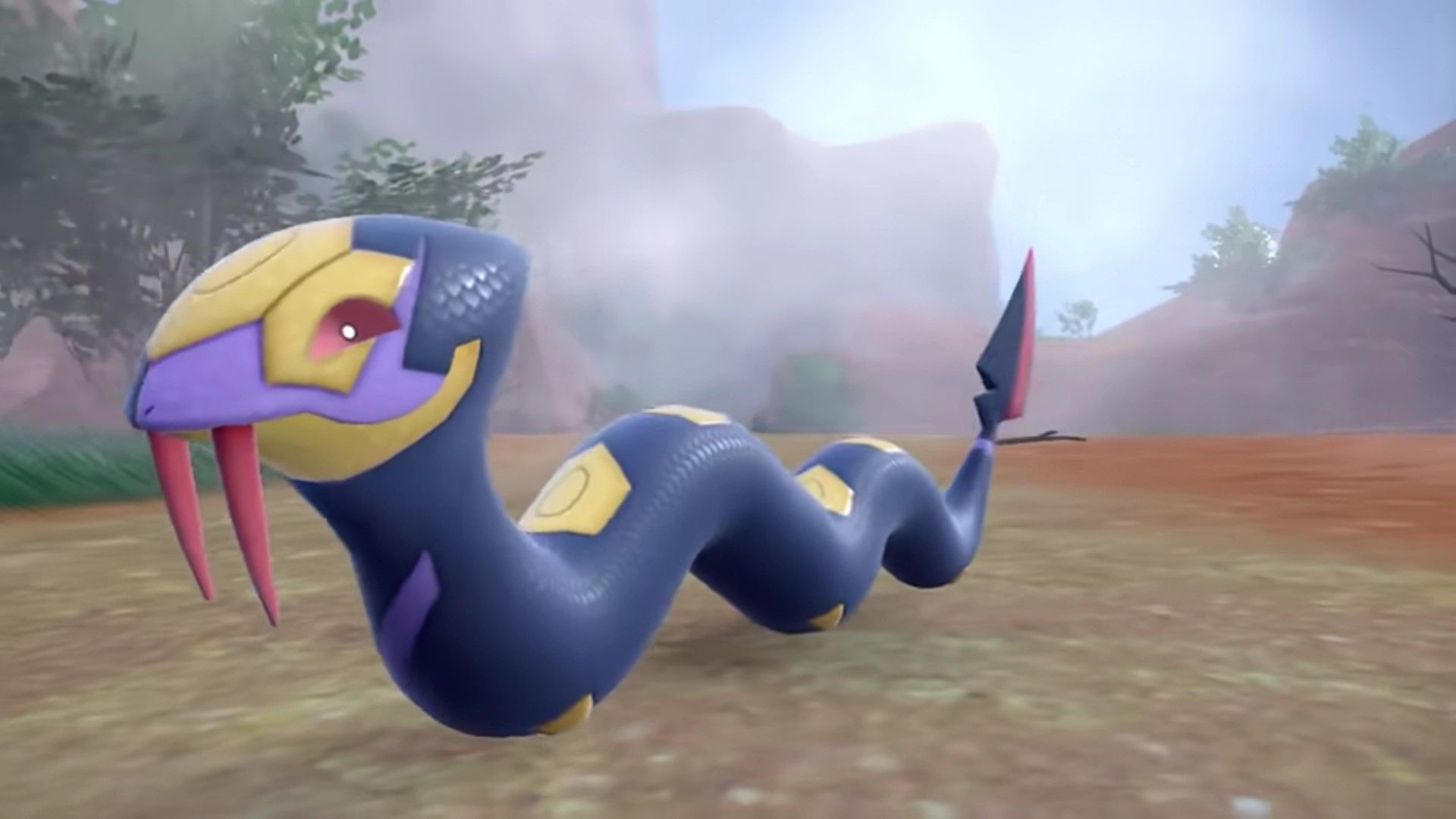 A screenshot of Pokemon Scarlet & Violet showing Seviper slithering