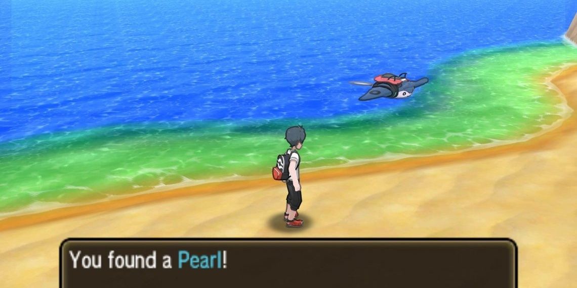 Trainer and Mantine on the Beach in Alola Pokemon Ultra Sun and Ultra Moon