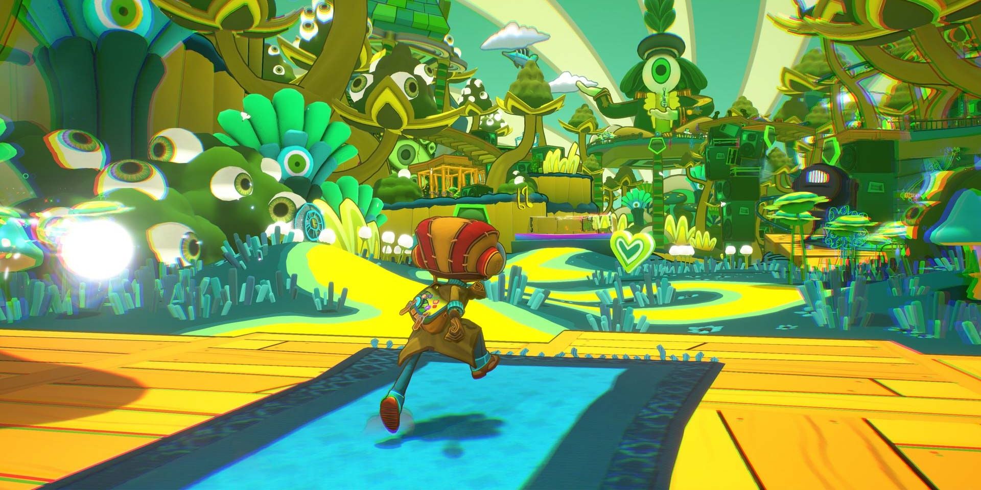 A screenshot showing Raz running in Psychonauts 2