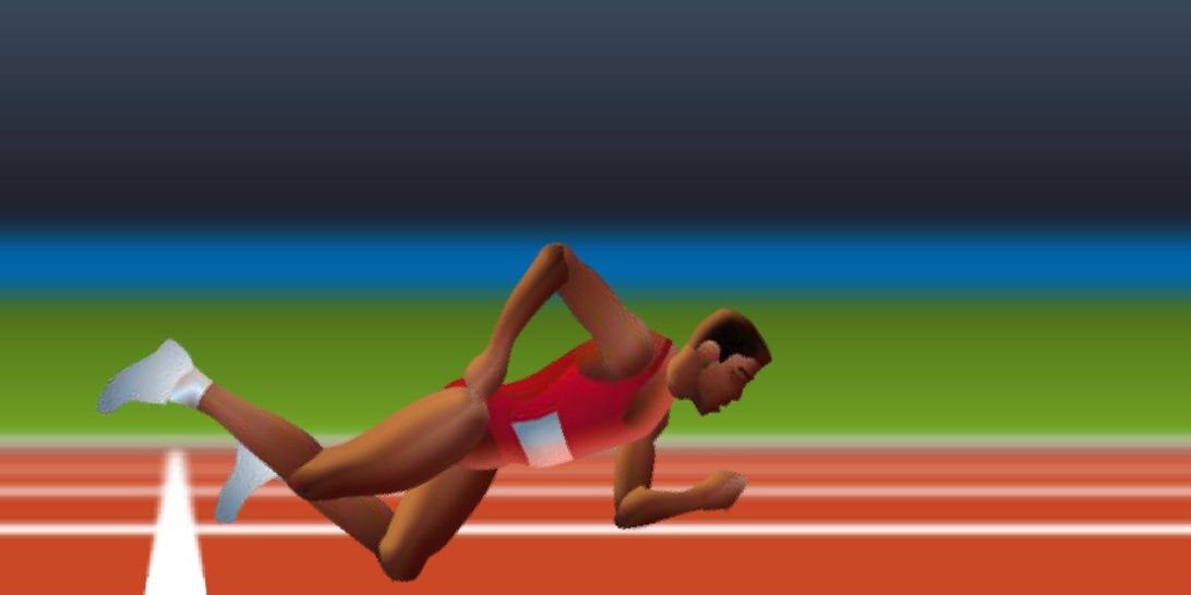 The athlete in QWOP falls down