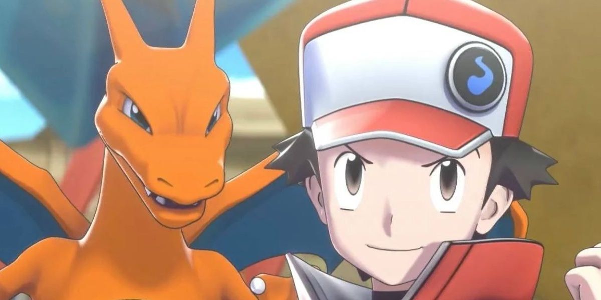 Red and Charizard in Pokemon Masters EX.