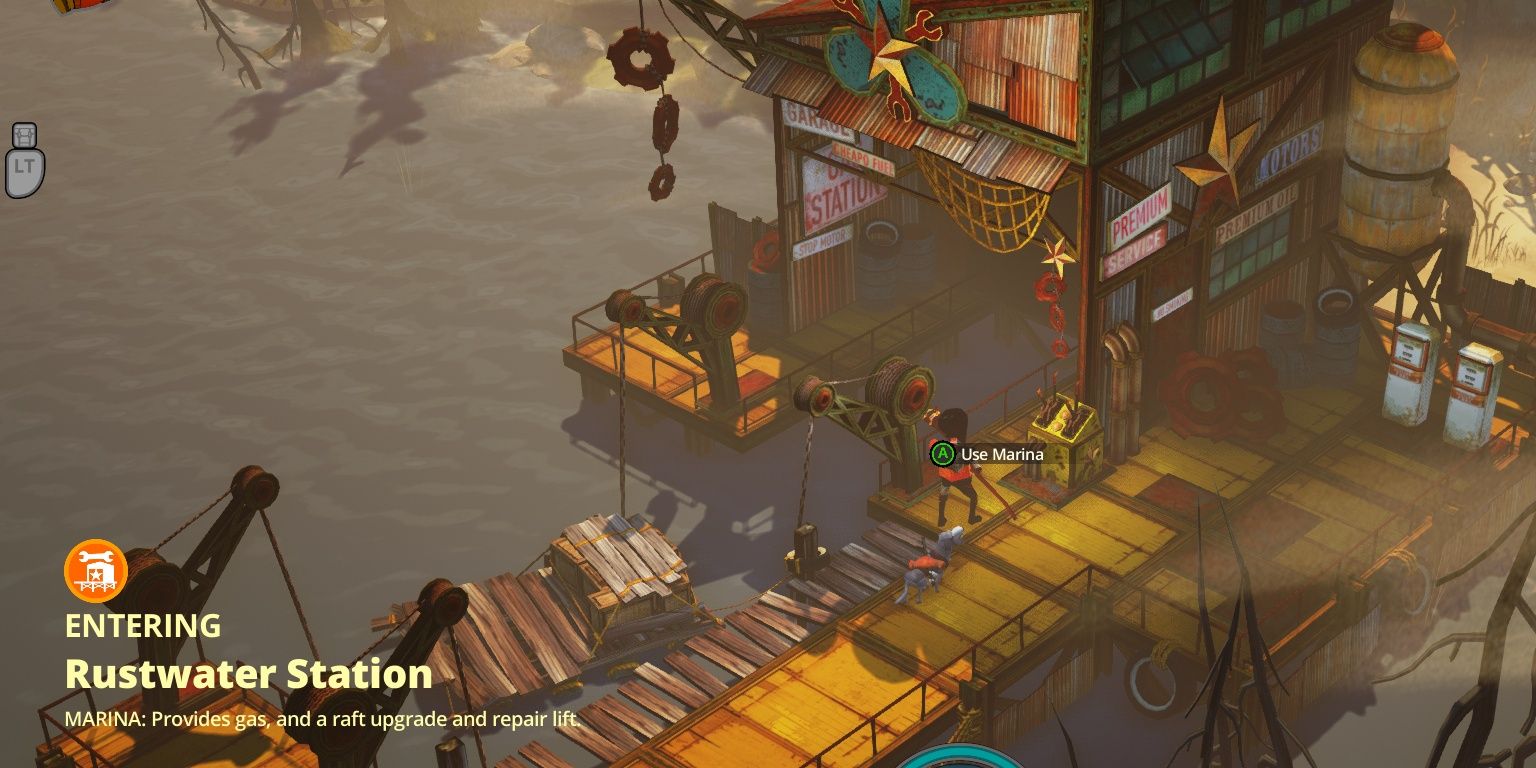 repairing the raft at a marina station in the flame in the flood
