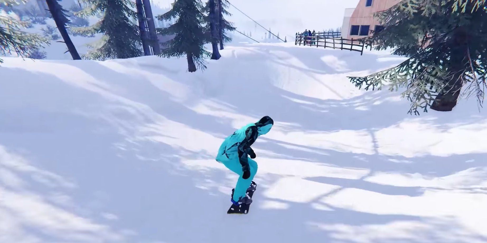 riding down a mountain slope in shredders