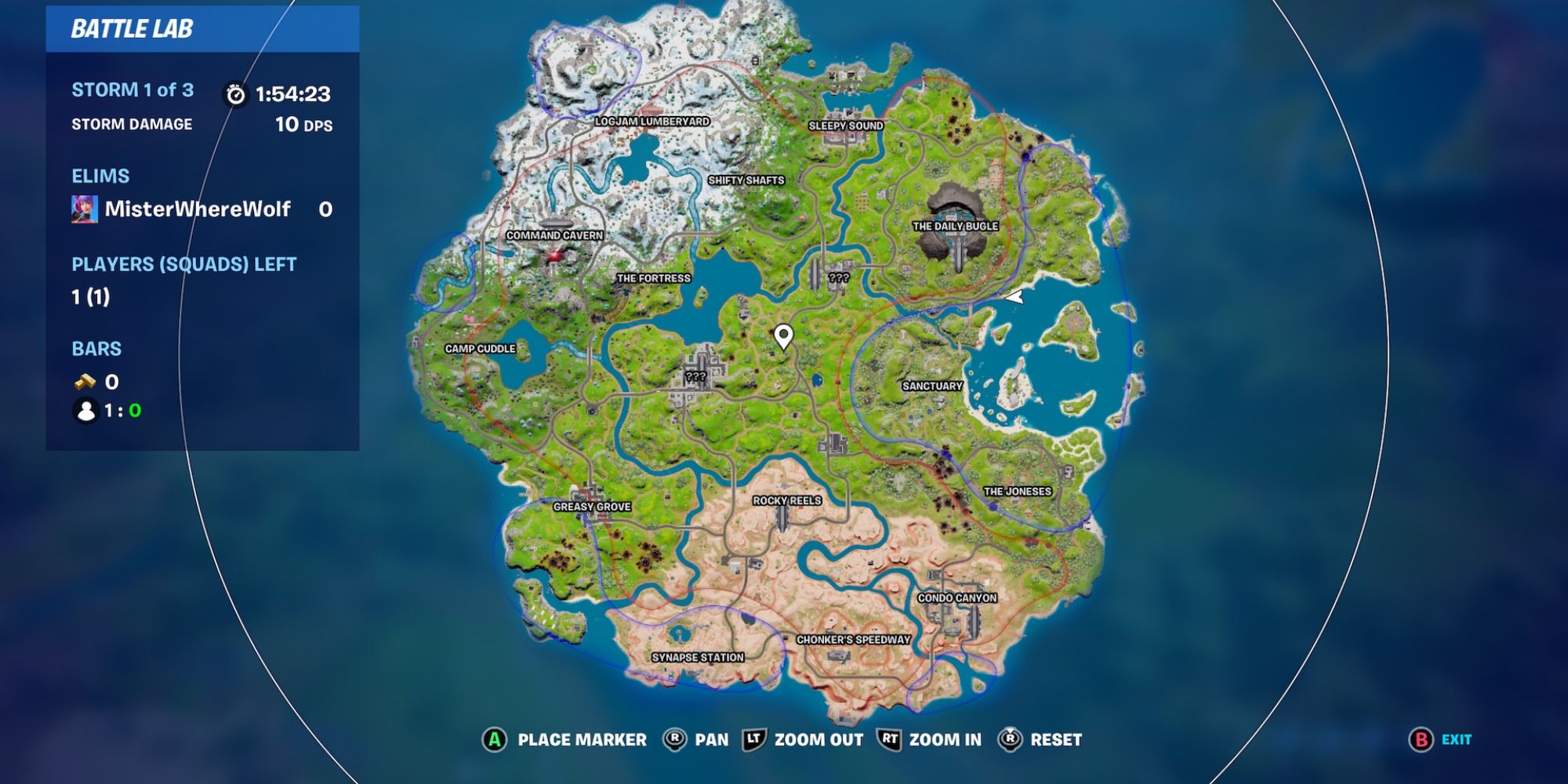 the fortnite chapter 3 season 2 map with boundary lines