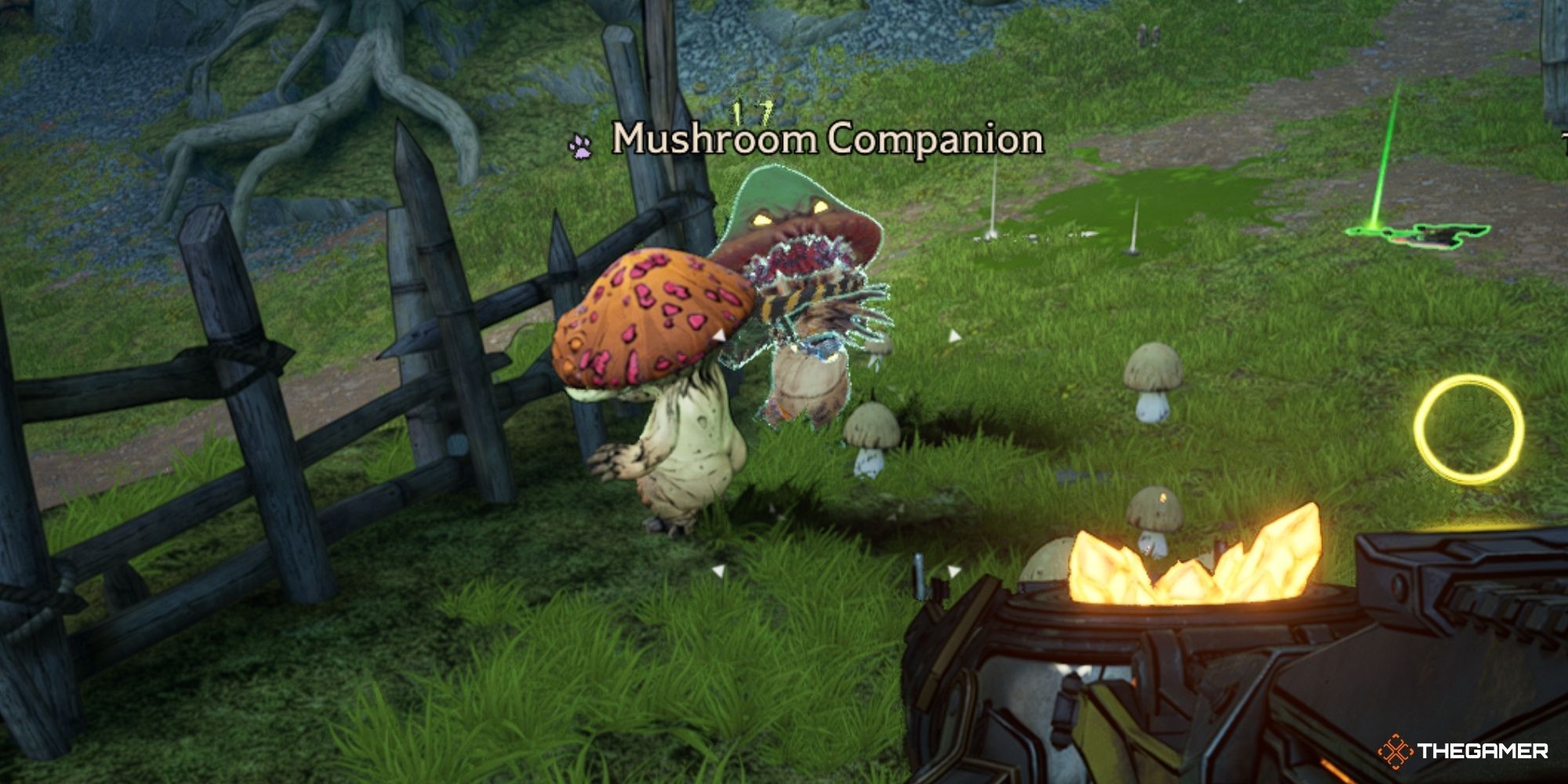 tiny tina's wonderlands - mushroom companion attacking a shroom enemy