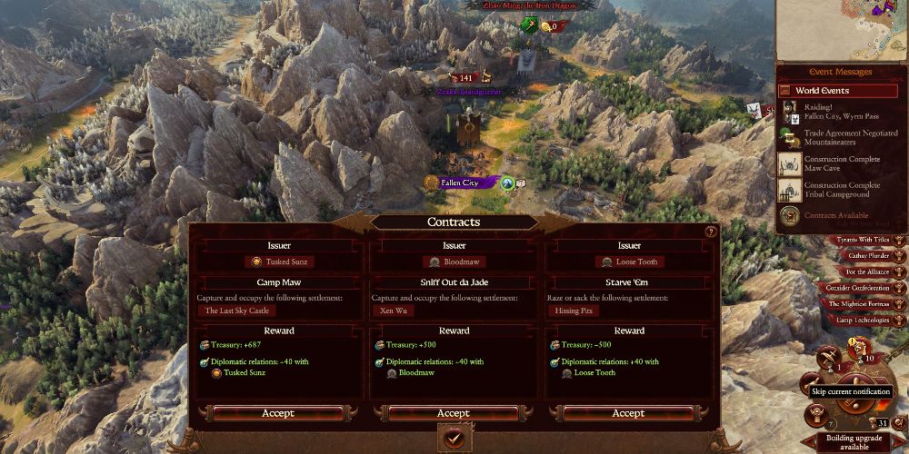 total war warhammer 3 ogre kingdoms contract screen