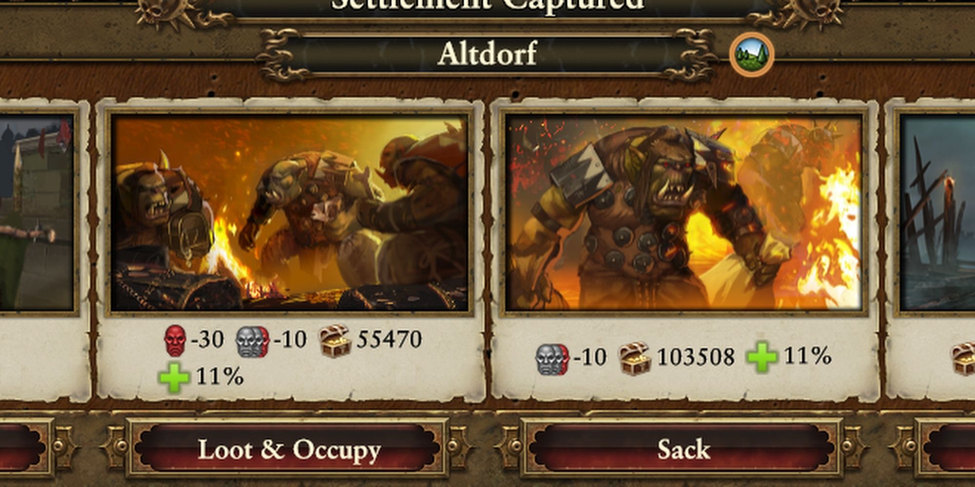 Total War: Warhammer 2 Example Of Orc Faction UI Art For Settlement Capture