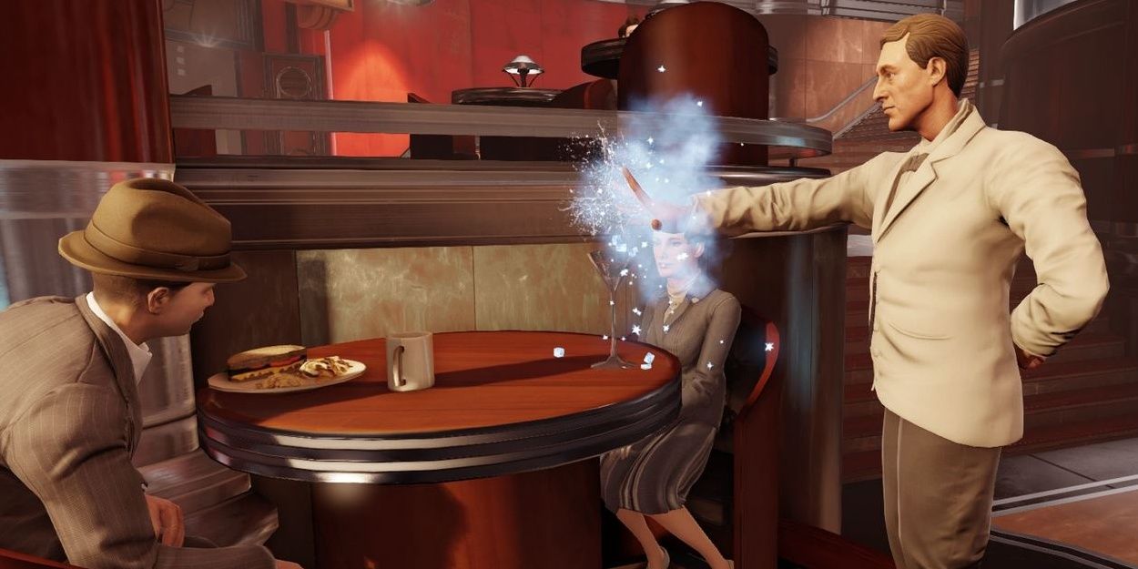 A waiter using Winter Blast in BioShock Infinite: Burial At Sea