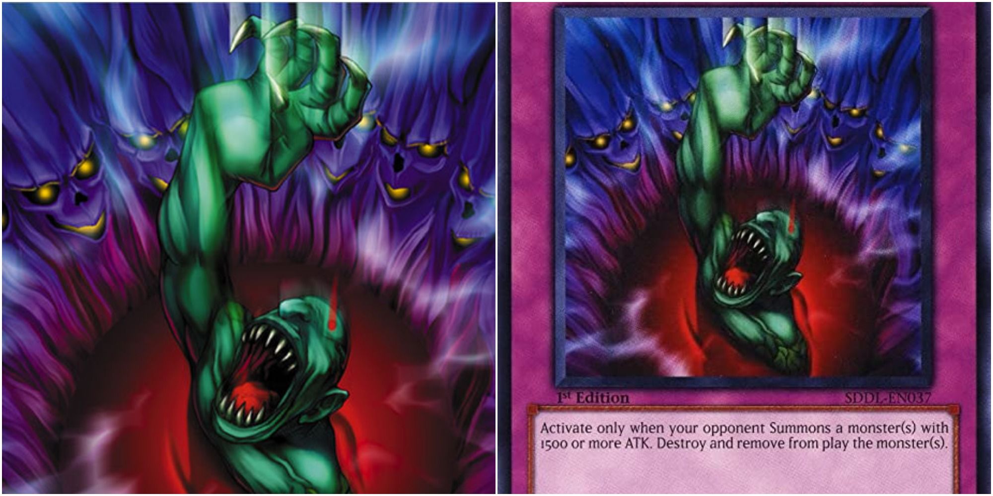 yugioh bottomless trap hole card art and text