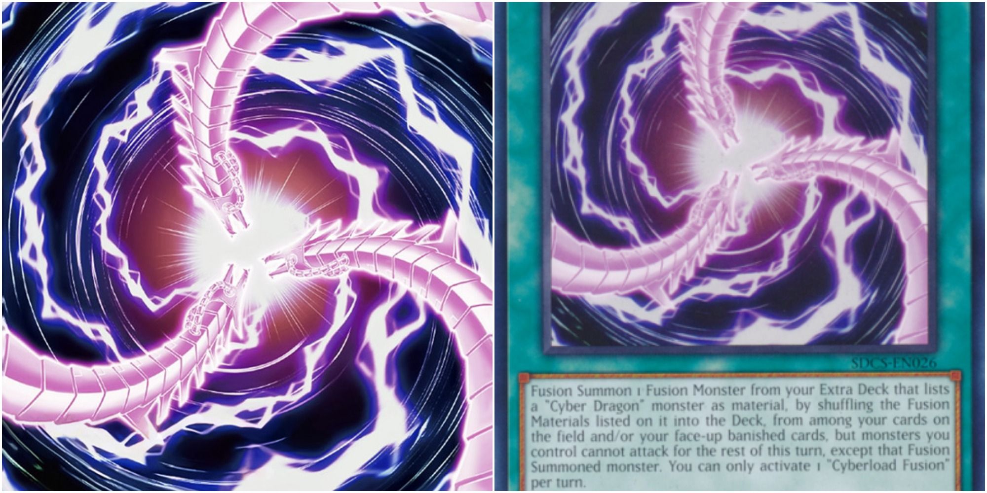 yugioh cyberload fusion card art and text