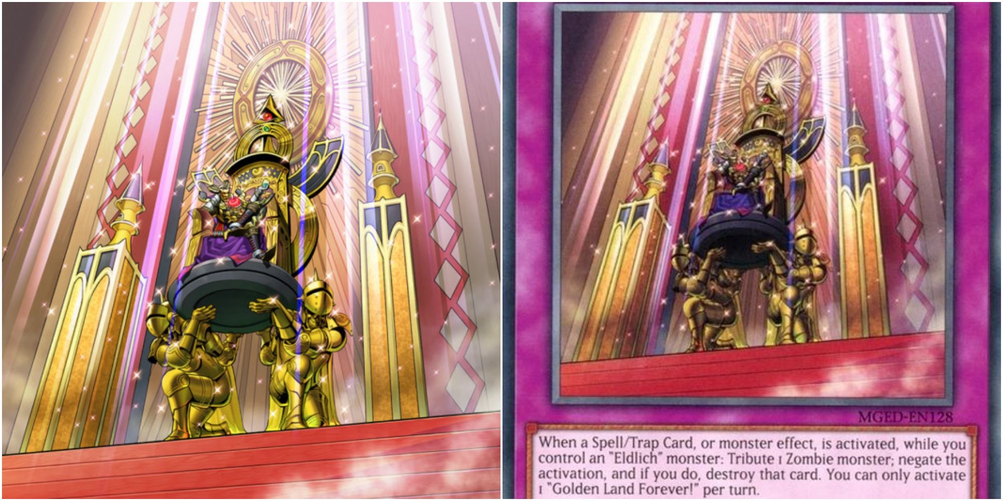 yugioh golden land forever card art and text