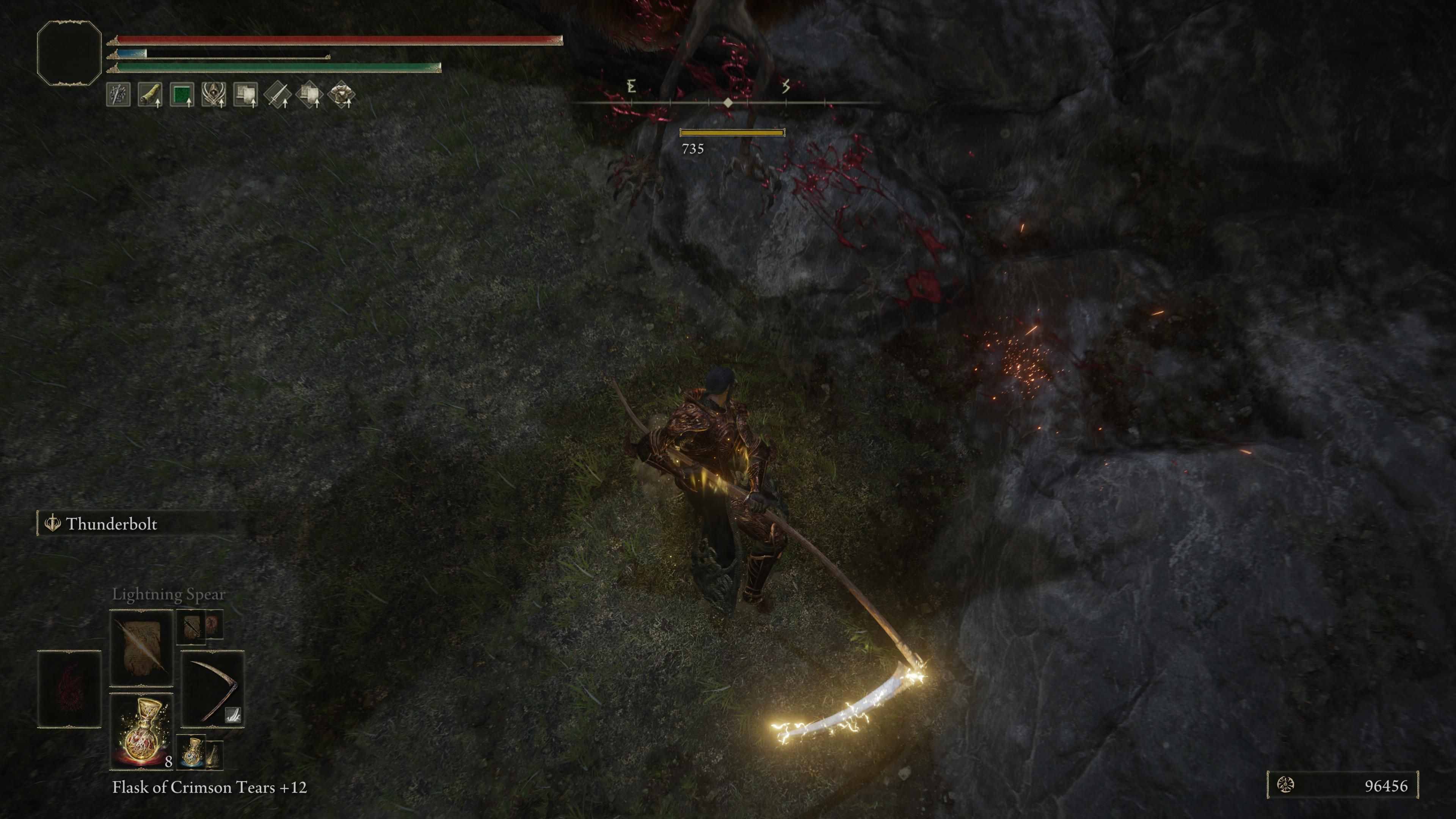 A Tarnished attacks using a Scythe in Elden Ring.