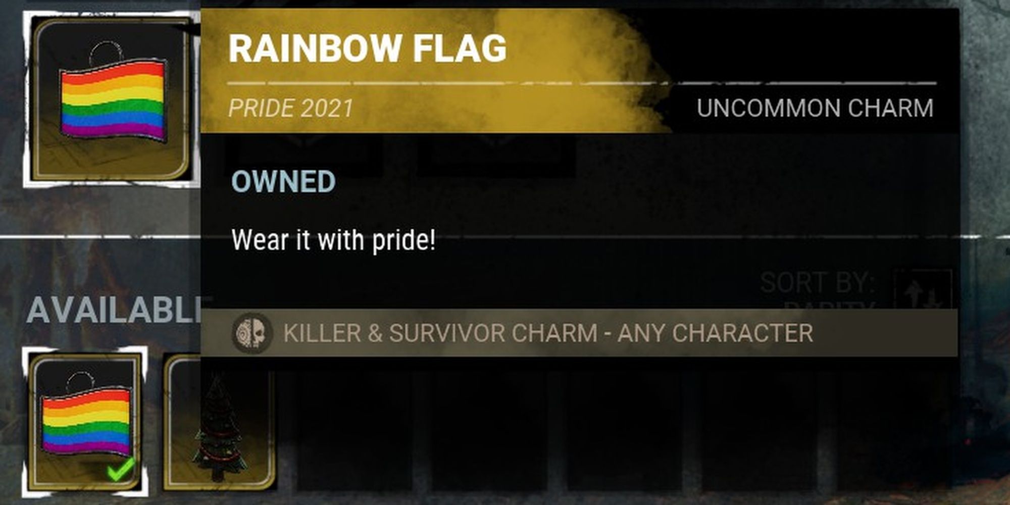 Dead By Daylight: Pride Flag Charm In Survivor Inventory