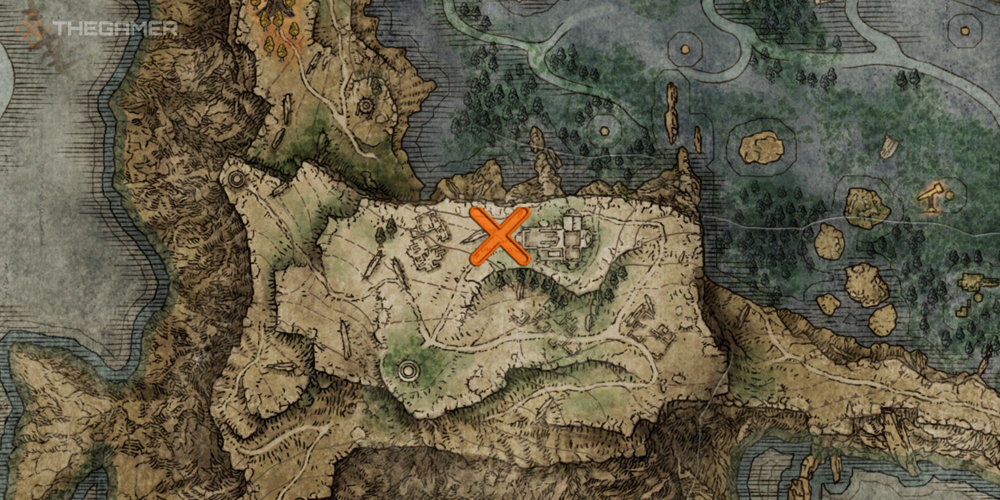 Map showing the location of the Adula's Moonblade Sorcery in Liurnia in Elden Ring