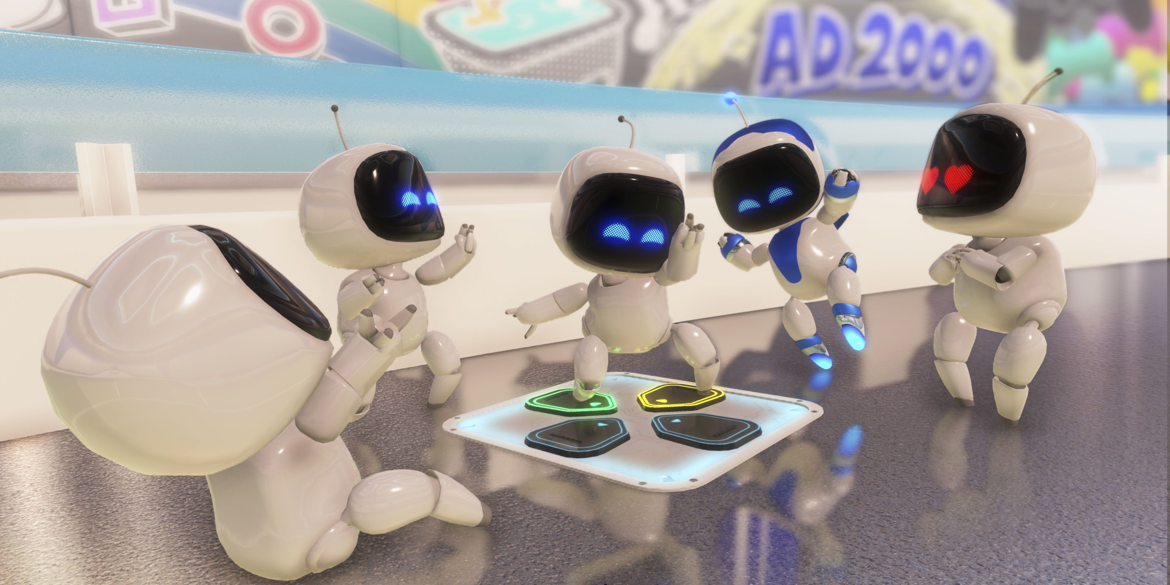 Astro Bots dancing and cheering in Astro's Playroom