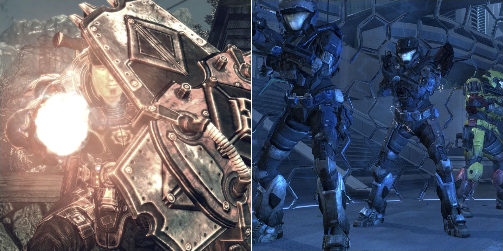 Best Video Games Shields Featured Split Image Gears Of War and Halo Reach