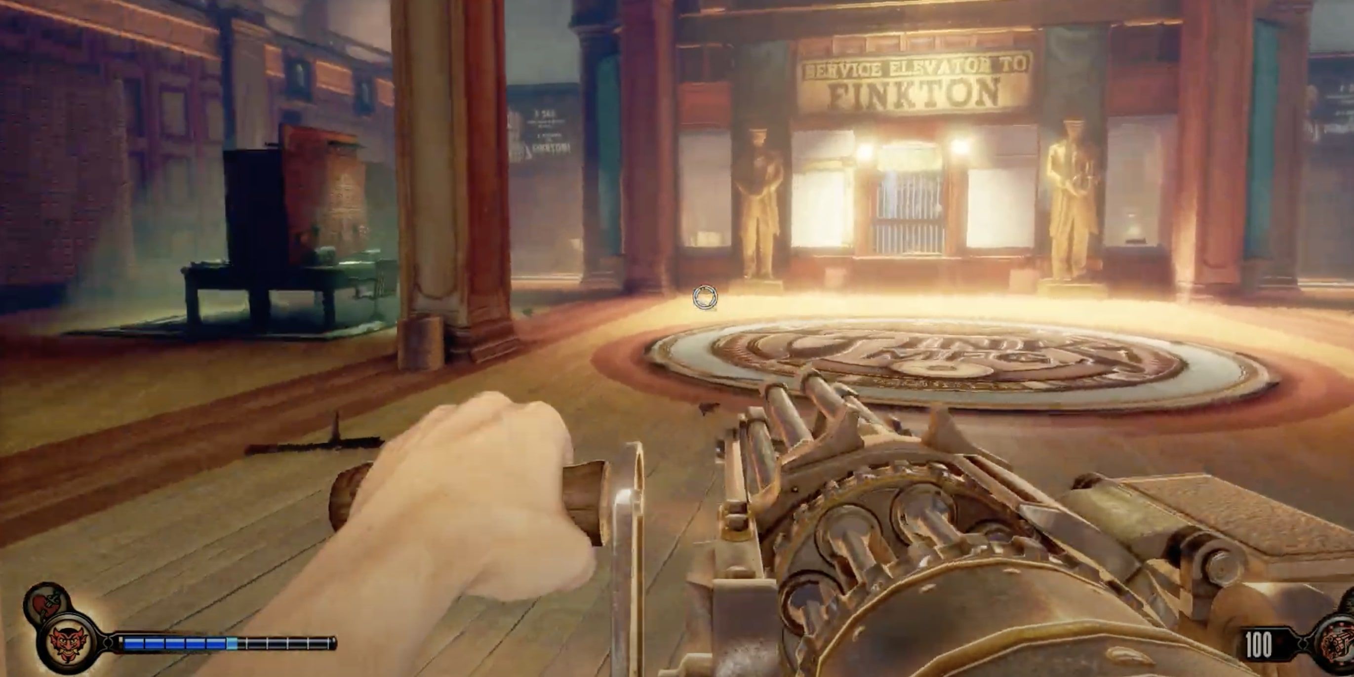 Bioshock Infinite Gameplay Image Crank Gun