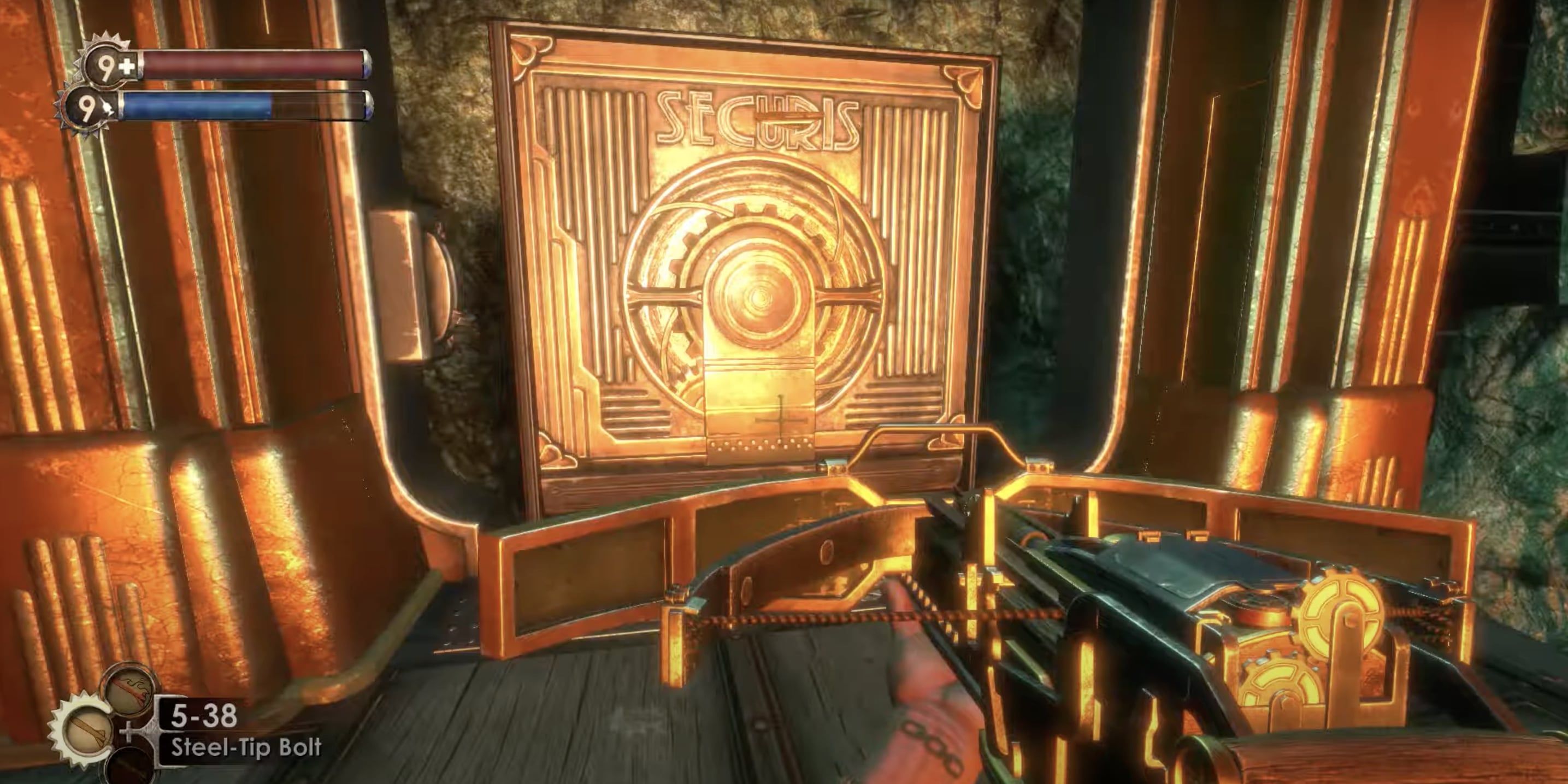 Bioshock Gameplay Still of Jack Holding The Crossbow